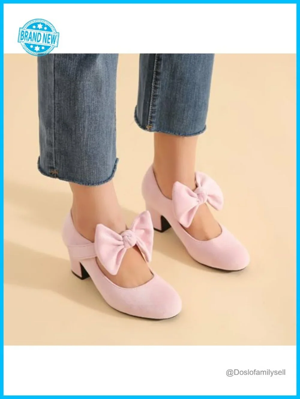 Women's Bow Mary Jane Chunky Heel Pumps Ankle Strap Round Toe Dress Wedding